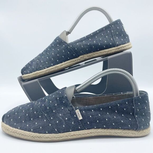 TOMS Women's Alpargata on Rope - Navy Blue Dot Chambray Size 7.5 - Picture 6 of 9